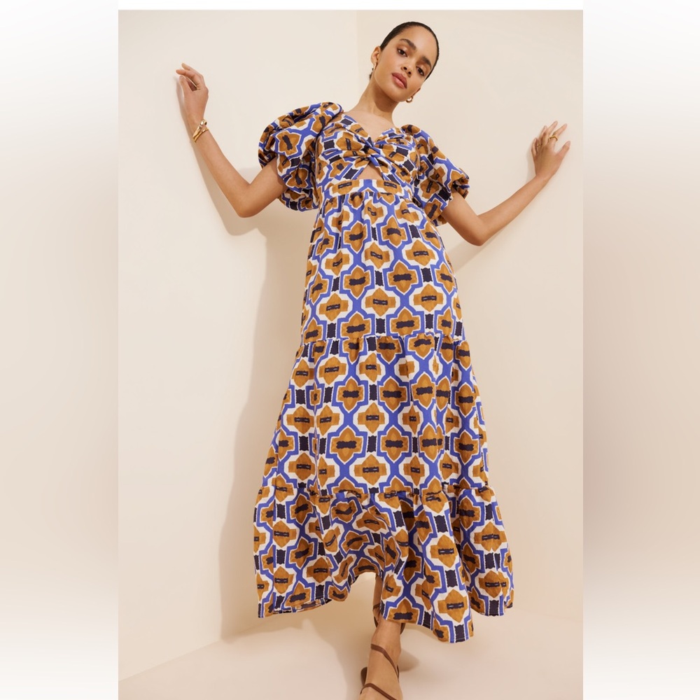 Anthropologie Maxi Dress in Blue and Brown